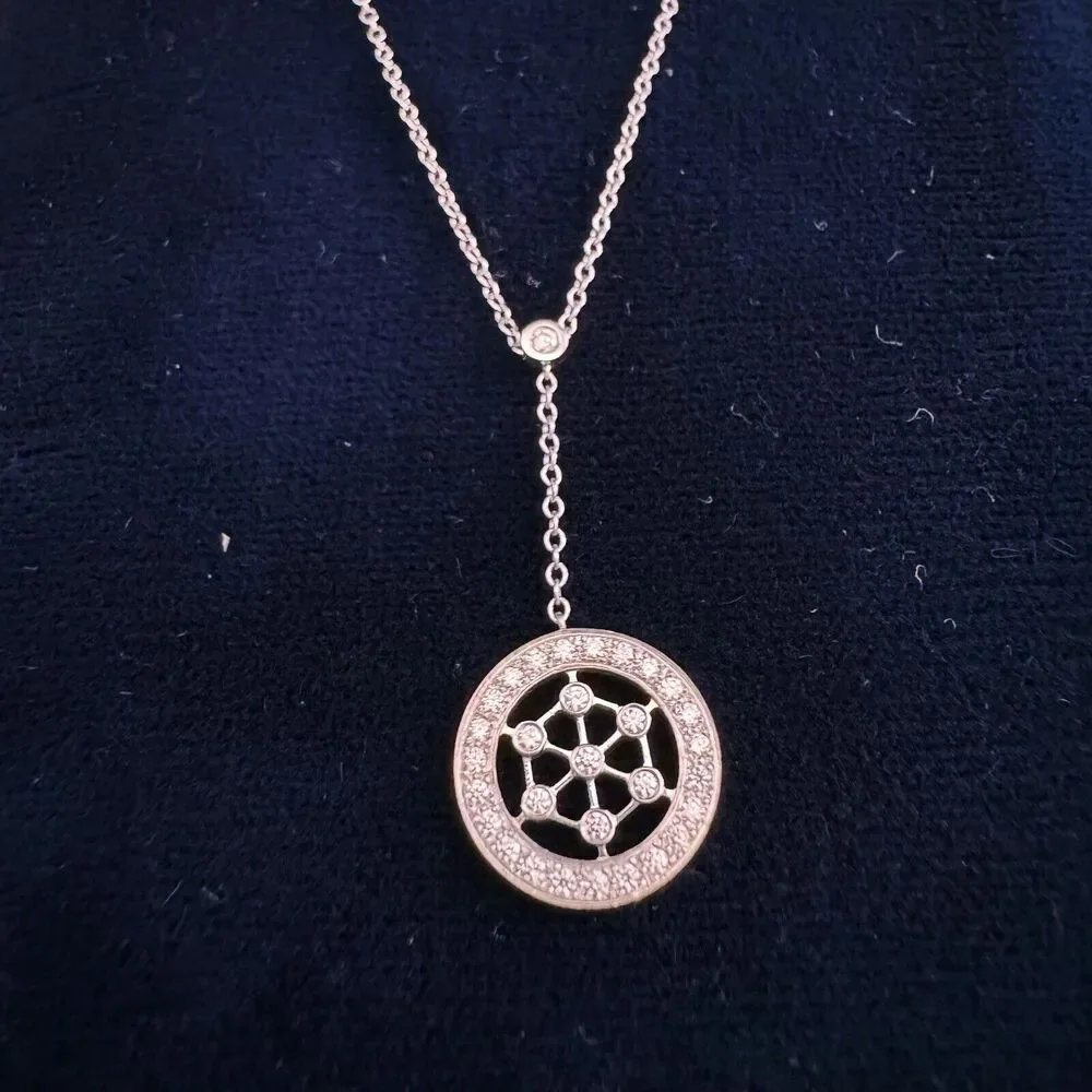 🧧SOLD🎋 RARE Tiffany & Co. Platinum Pt950 Diamond Voile Lariat Necklace 16” - Picture 3 of 9